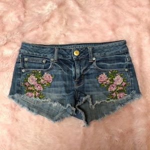 Denim Floral Jean Shorts